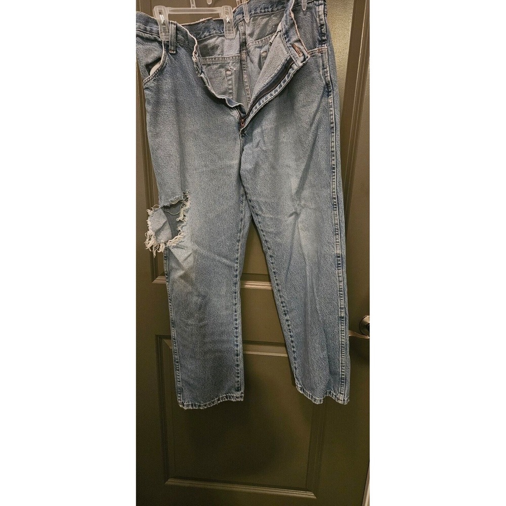 Rustler Mens Blue‎ Denim Jeans Distressed Ripped Classic Fit 38x29
